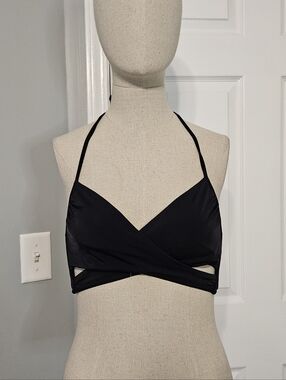 PINK Victoria's Secret Black Wrap Halter Bikini Top